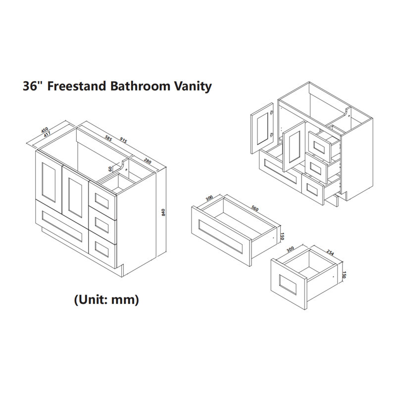 Ebern Designs 36'' Free Standing Single Bathroom Vanity Base Only in
